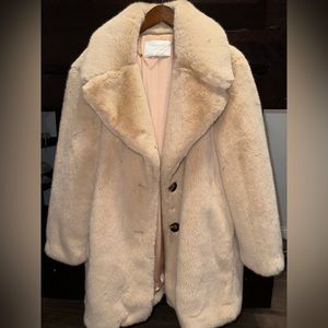 Blush ultra soft oversized faux fur coat with button closure